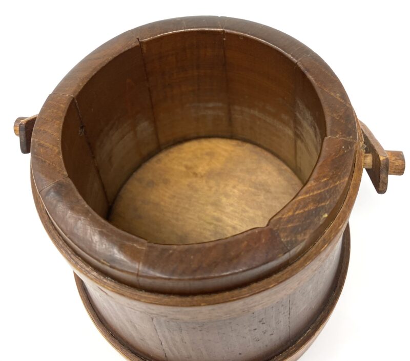 Vintage Wooden Small Firkin Bucket With Lid - Image 4