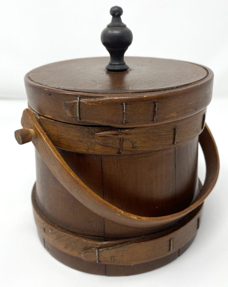 Vintage Wooden Small Firkin Bucket With Lid