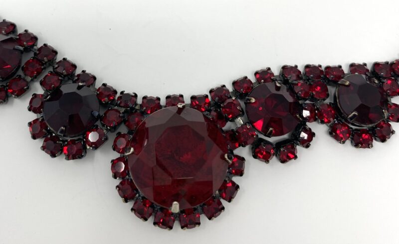 Red Crystal Vintage Necklace & Clip Earrings - Image 2